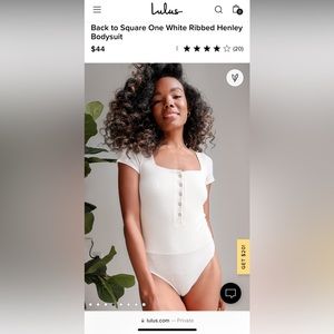 BACK TO SQUARE ONE WHITE RIBBED HENLEY BODYSUIT SIZE SMALL